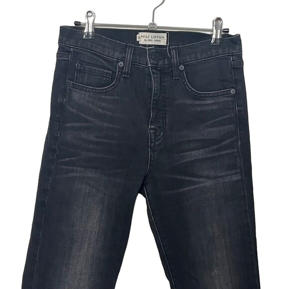 Nili Lotan Basalt Wash Skinny Jeans Women’s Size 26 High Waist Raw Frayed Hem - Picture 3 of 13